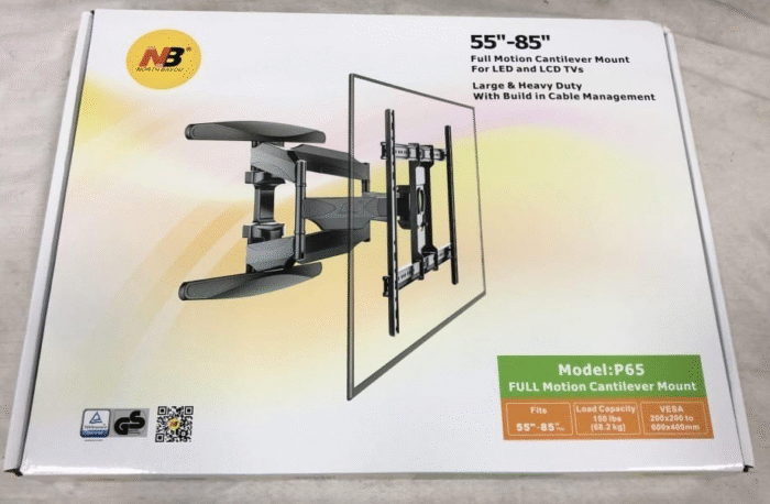NB P65 TV Wall Mount – Heavy-Duty Full Motion Smart Bracket for 55”–85” LED & LCD TVs - Image 2