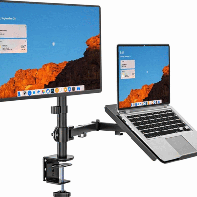 NB H180 Dual Monitor Arm with KALOC H2 Laptop Tray – Ergonomic Gas Spring Mount for Monitors and Laptops
