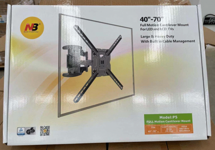 NB P5 TV Wall Mount – Dual Arm Full Motion Useful Bracket for 32”–70” LED/LCD Screens - Image 2