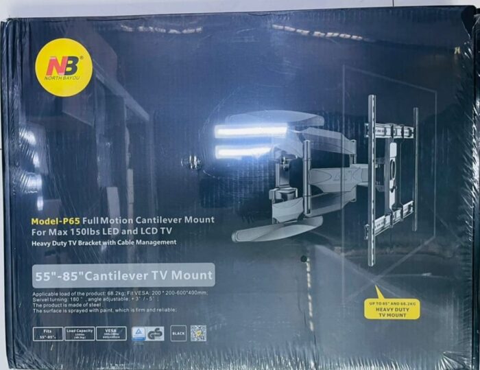 NB P65 TV Wall Mount – Heavy-Duty Full Motion Smart Bracket for 55”–85” LED & LCD TVs - Image 9