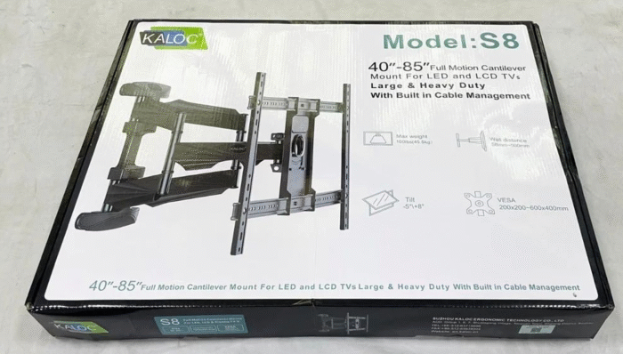 Kaloc S8 TV Wall Mount – Universal Heavy-Duty Full Motion Bracket Perfect for 40” to 85” LED & LCD TVs - Image 2