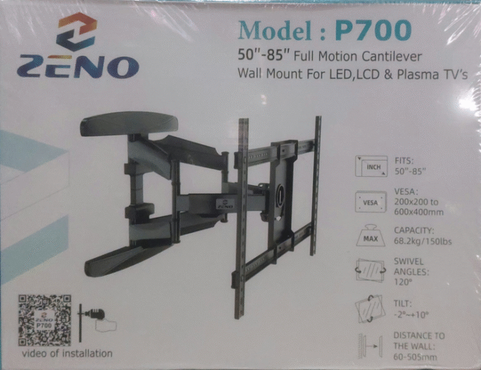 ZENO P700 Double Arm TV Wall Mount Bracket for 50–85 Inch LCD LED Screens | Heavy-Duty Strong Full Motion Bracket - Image 2