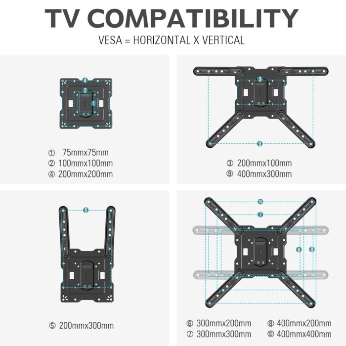 TV Wall Mount 26 to 55 Inches – Full Motion Heavy Duty DF-400 Bracket for LED & LCD TVs - Image 3