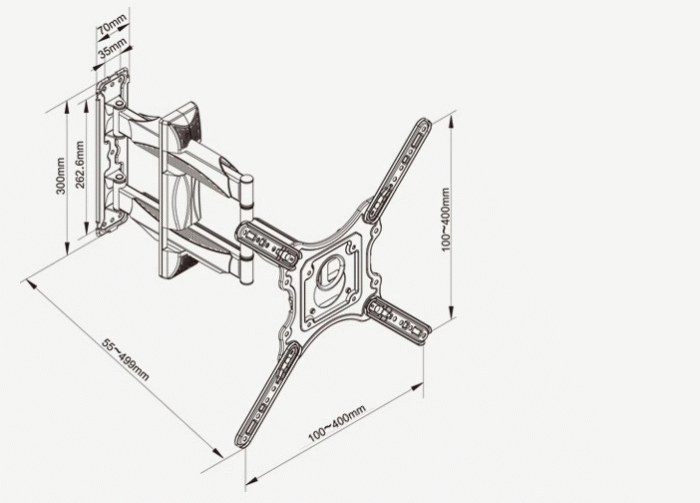 TV Wall Mount 26 to 55 Inches – Full Motion Heavy Duty DF-400 Bracket for LED & LCD TVs - Image 5