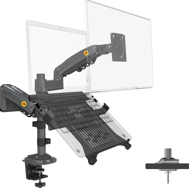 NB H180 Dual Monitor Arm with KALOC H2 Laptop Tray – Ergonomic Gas Spring Mount for Monitors and Laptops - Image 6