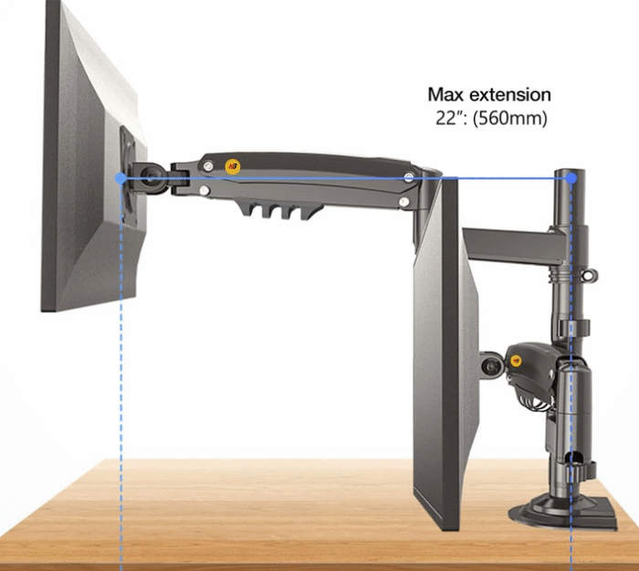 NB H180 Dual Monitor Arm – Full Motion Gas Spring Mount for 17″–27″ Monitors - Image 8