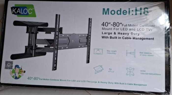 Kaloc H8 TV Wall Mount – Universal Full Motion Tilt and Swivel Bracket , Best for 32” to 80” Inch TVs - Image 8