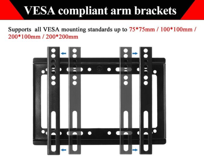TV Wall Mount 14-42 Inch Fixed Low Profile – Universal LED LCD Bracket for Flat Screen TVs & Monitors - Image 3