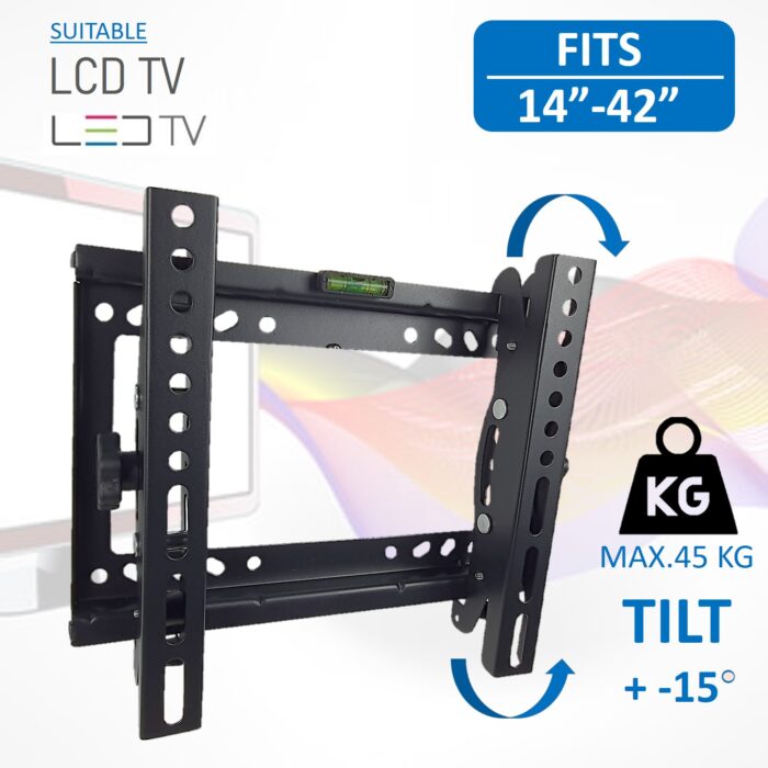 Premium TV Wall Mount Bracket 14–42 Tilt – Adjustable Slim Flat Panel LCD/LED Mount with Safety Lock - Image 2