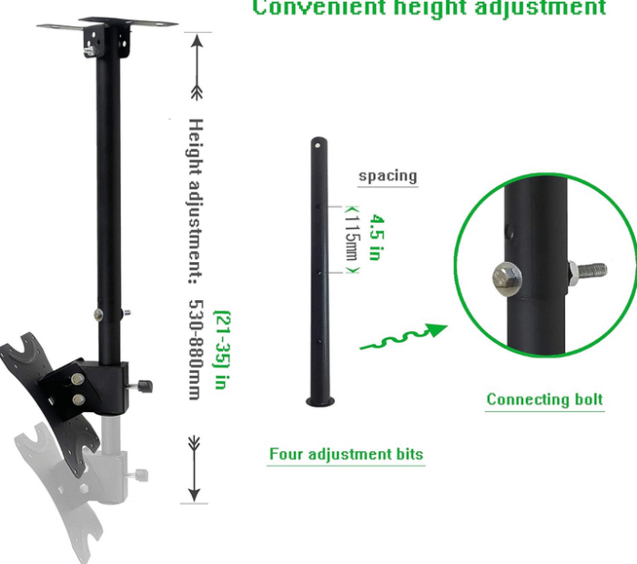 Adjustable Ceiling TV Mount 14-42 Inch – Universal LCD LED Plasma Bracket with Tilt & 360° Swivel - Image 4