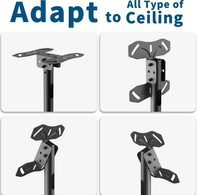 Adjustable Ceiling TV Mount Bracket – Heavy Duty Full Motion Fit for 32"-80" TVs, Tilt & Height Adjustable - Image 3