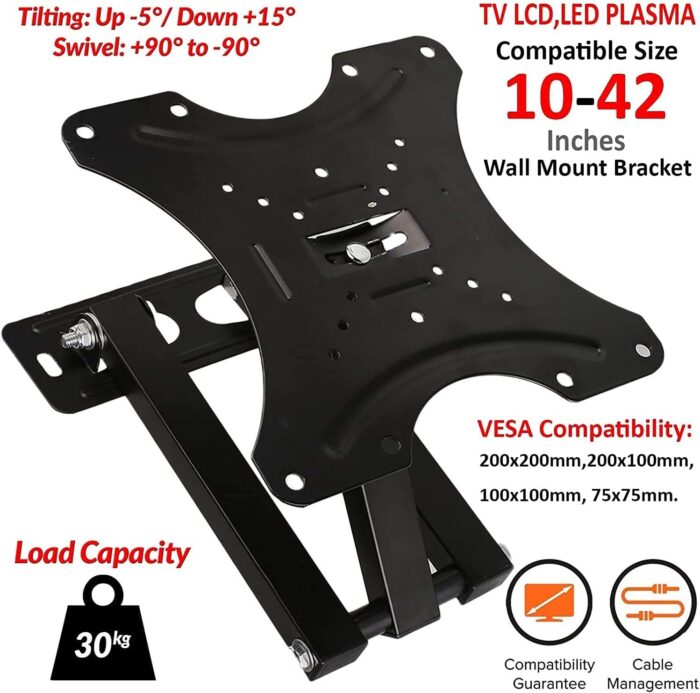 Premium TV Wall Mount 14″–42″ Fully Adjustable Rotatable Bracket – Heavy Duty, Space-Saving Design - Image 6