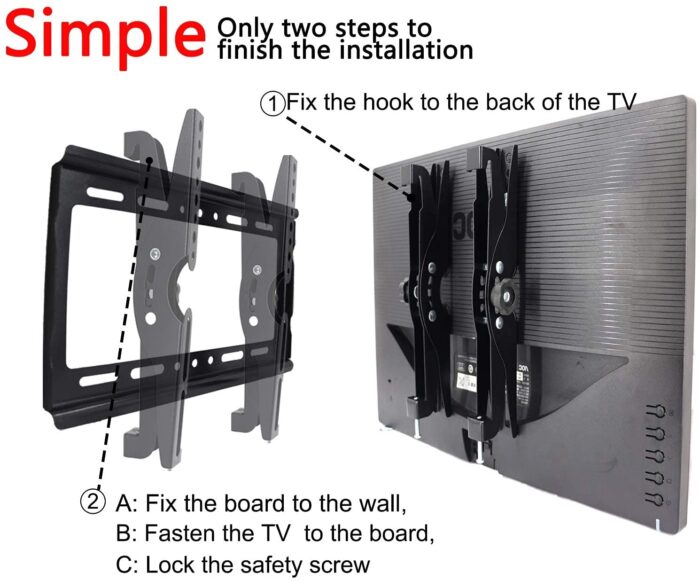 Premium TV Wall Mount Bracket 14–42 Tilt – Adjustable Slim Flat Panel LCD/LED Mount with Safety Lock - Image 5