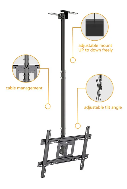 Adjustable Ceiling TV Mount Bracket – Heavy Duty Full Motion Fit for 32"-80" TVs, Tilt & Height Adjustable - Image 8