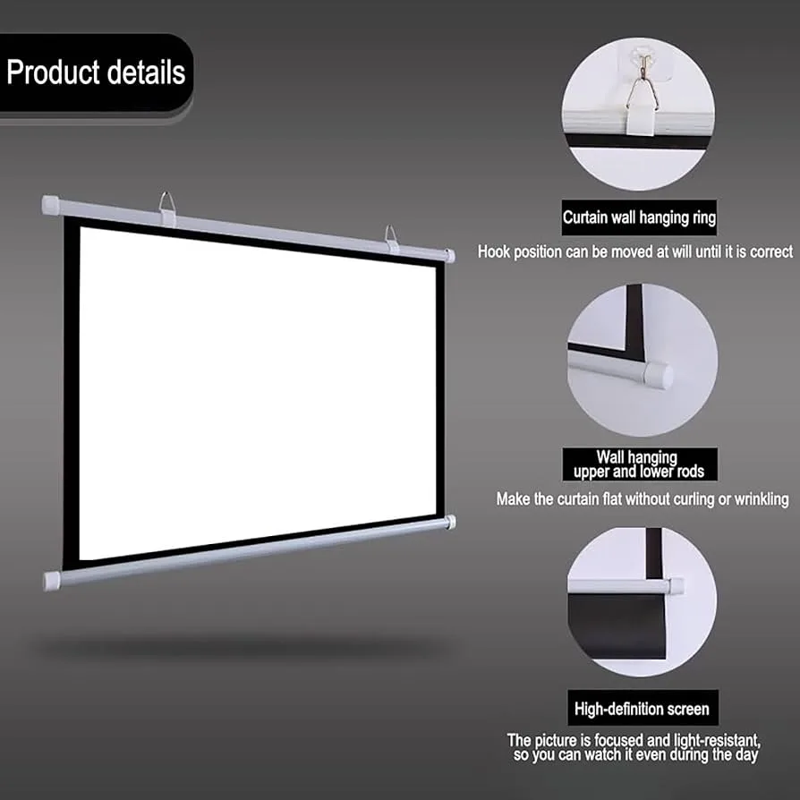 Manual Projector Screen 5×5 Feet (60″ × 60″) – Professional Pull-Down Screen - Image 4